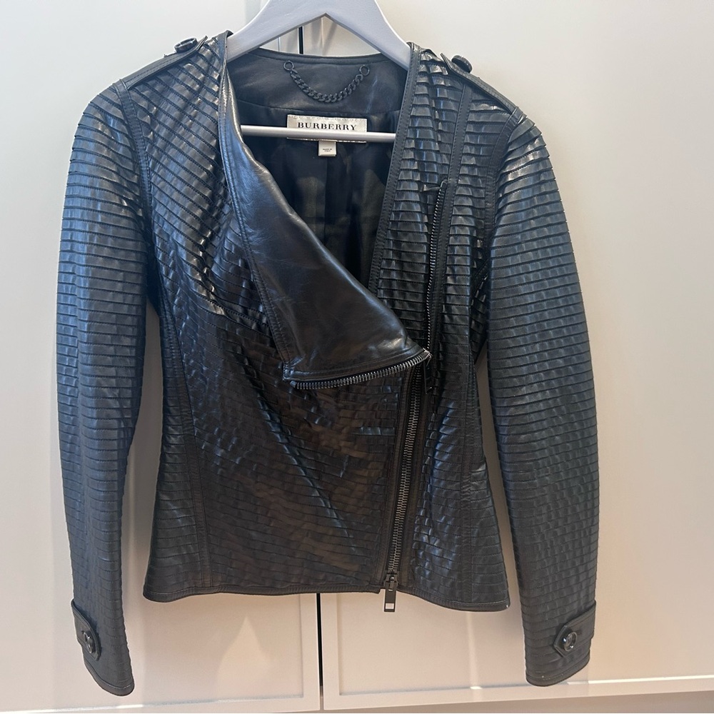 Burberry Textured Black Leather Jacket